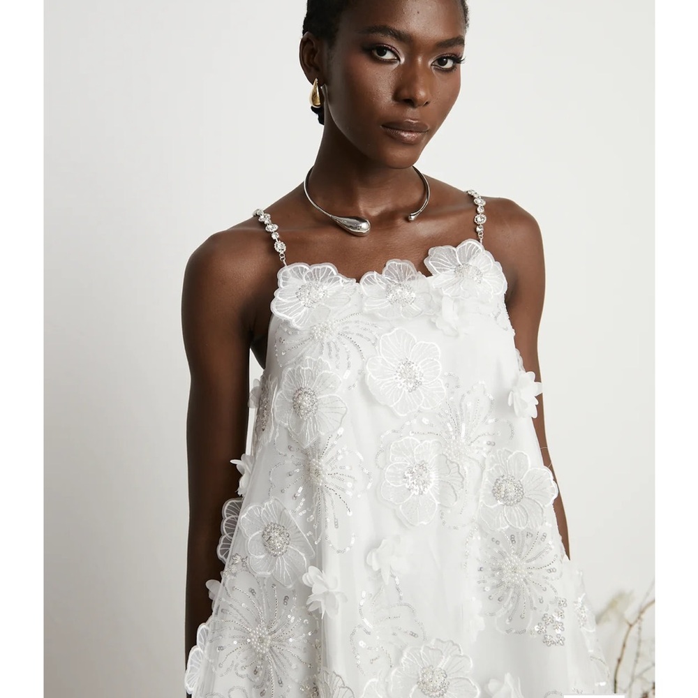 Miss-Rosier SUZETTE CRYSTAL-EMBELLISHED FLORAL MINI DRESS